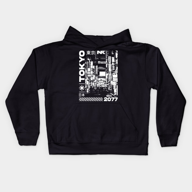 Tokyo Japan 2077 Kids Hoodie by nefuku